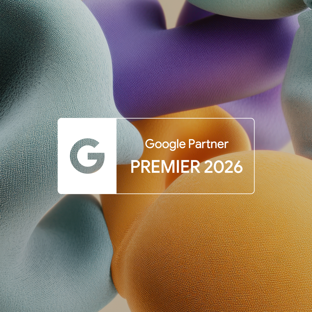 Google Partner Premier 2026 badge som visar att Viva är Google Premier Partner och tillhör de främsta tre procenten av Google Ads partners